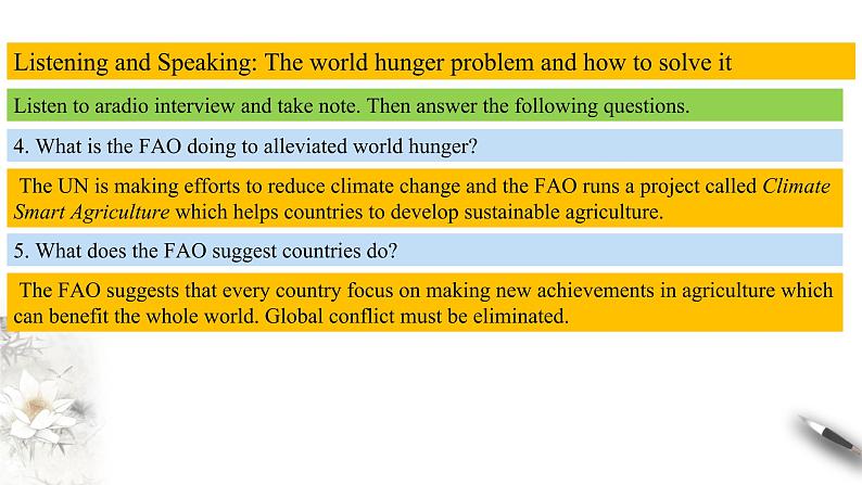Unit 5 Working the land Review5.2 Listening and Speaking-Using language 1 课件07