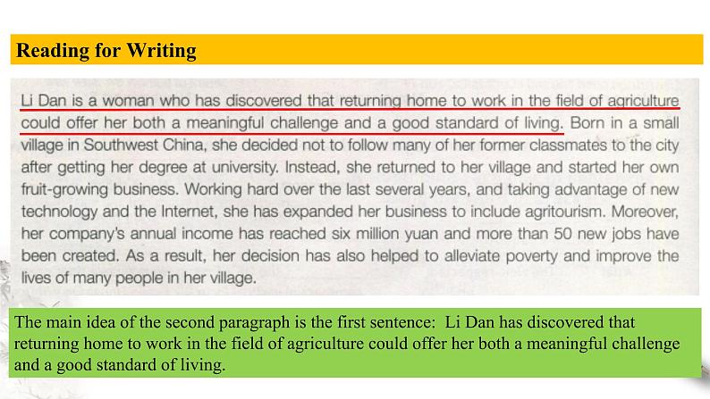 Unit 5 Working the land Review5.4 Reading for writing-Using language 2 课件05