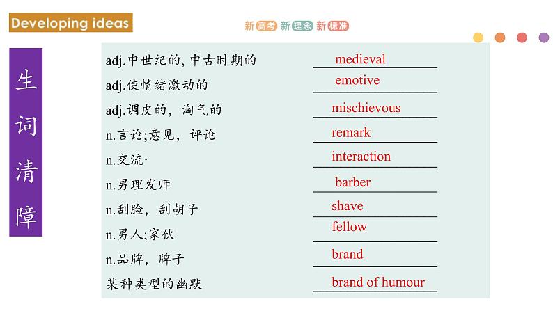 Unit 1 Laugh out loud Period 3 Developing ideas and presenting ideas课件-【新教材精创】高中英语新教材同步备课外研版选择性必修第一册08