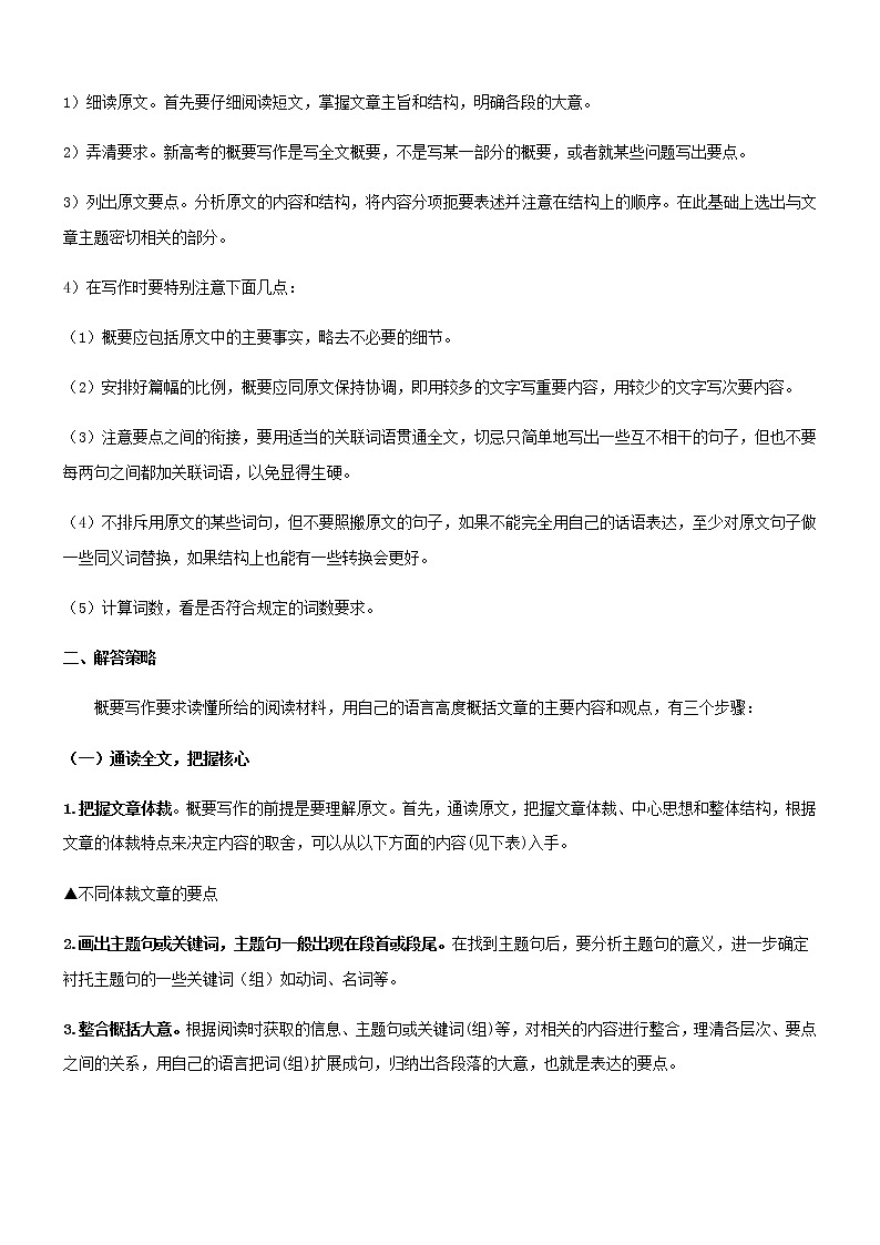 2021届高考英语一轮复习考点52书面表达之概要写作特征分析与写作策略考点归纳 试卷02