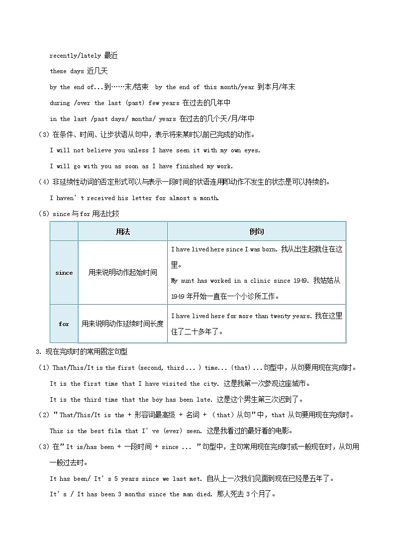2021届高考英语一轮复习考点10完成体和完成进行体考点归纳 试卷03