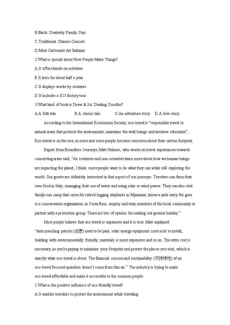 2021届高考英语阅读理解题型精准练——细节理解题第2页