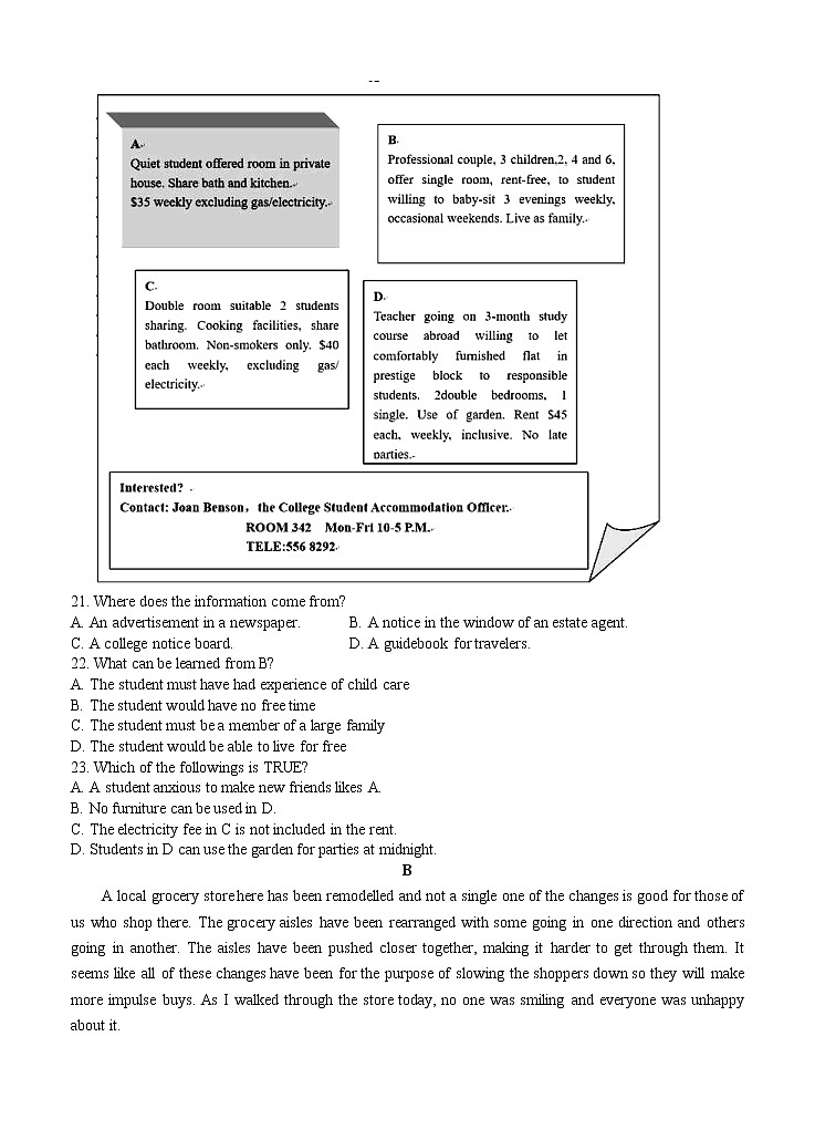 江西省上高二中2021届高三上学期第五次月考试题 英语 (含答案)03