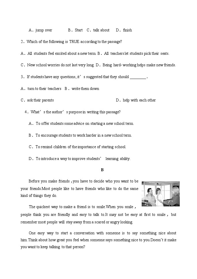 高一英语-外研版-2020同步备课资料 unit1 第2课时 学案练习02