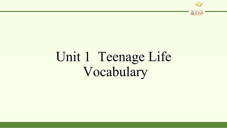 Unit 1  Teenage Life Vocabulary 课件02