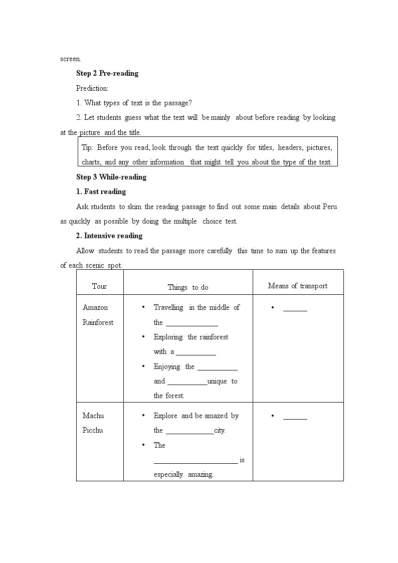 (教案)Unit 2 Travelling Around-Reading and Thinking02