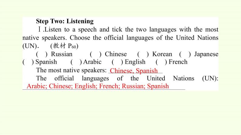 Unit 5  Languages around the world Listening and speaking&Listening and talking 课件05