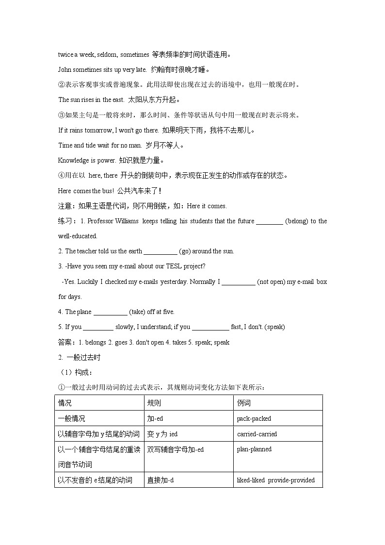 2021届高考英语二轮复习专题讲义全程跟踪 专题六 动词时态、语态和主谓一致第2页
