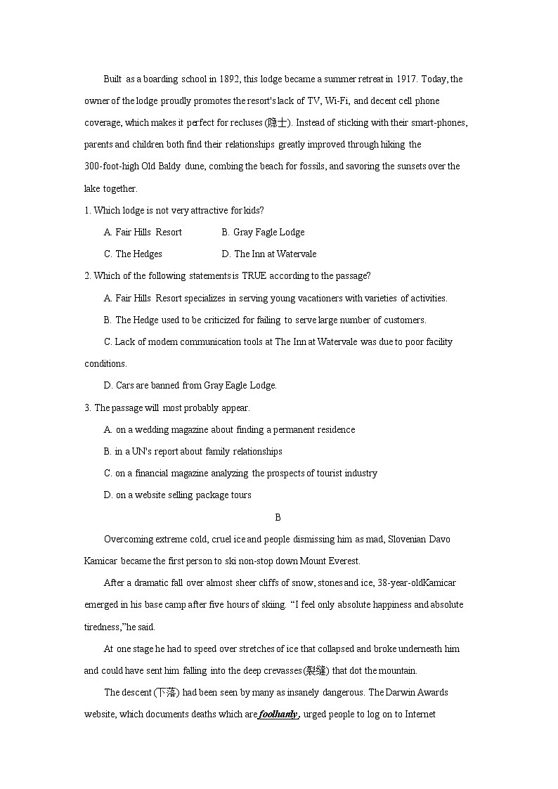 2020-2021学年新人教版高中英语选择性必修1：Unit 4 Body language  Reading for writing-Using language 2 练习（学生版）02