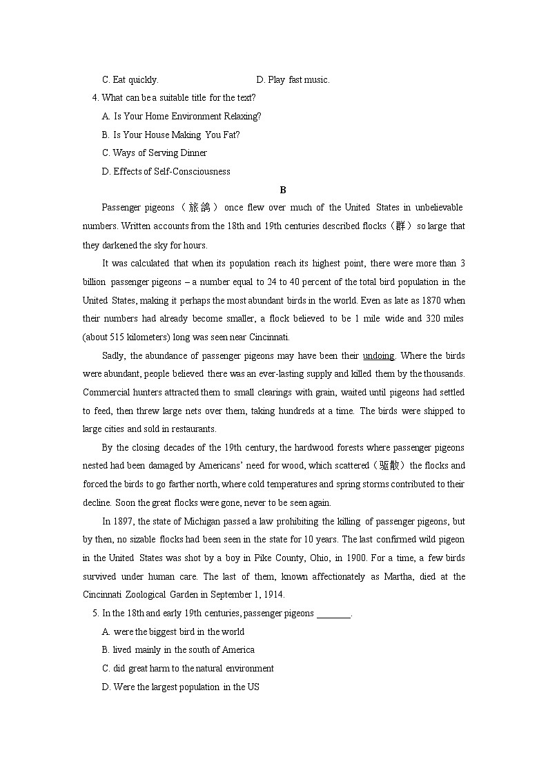 人教版（2019）专题课——阅读之主旨大意题、词义猜测题同步练习02