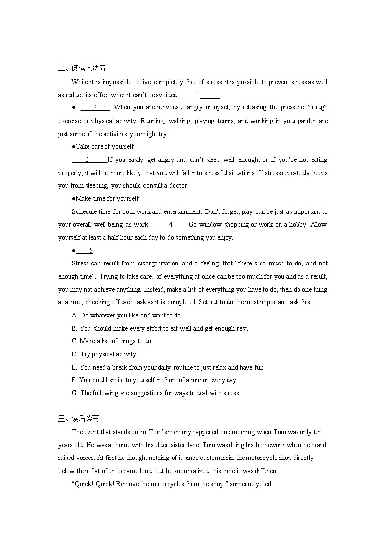 高中英语人教版（2019）必修二国外“高考”知多少（上）同步练习02