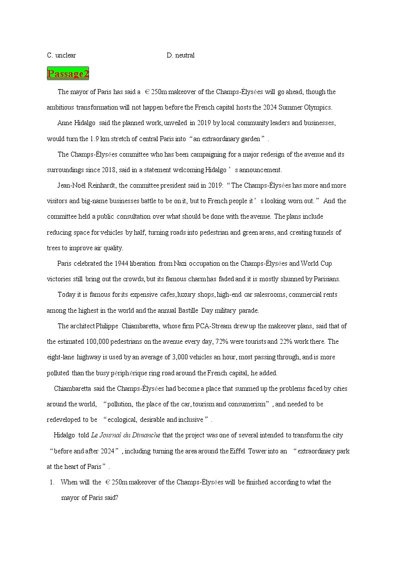 时文热点01--2021年高考英语时文热点之原创特训组合练（阅读理解+语法填空）第3页