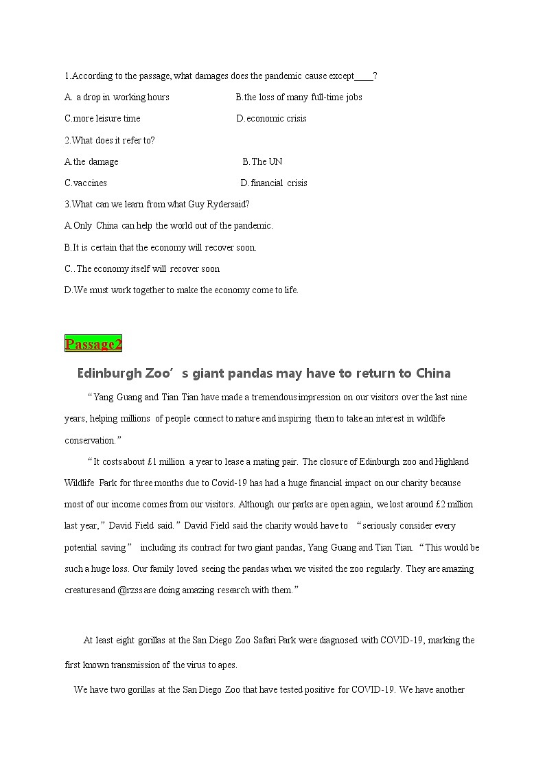 时文热点05--2021年高考英语时文热点之原创特训组合练（阅读理解+语法填空）第2页