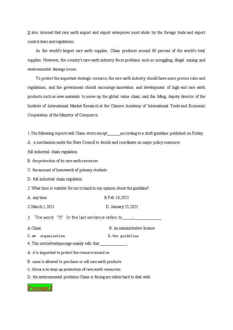 时文热点04-2021年高考英语时文热点之原创特训组合练（阅读理解+语法填空）第2页