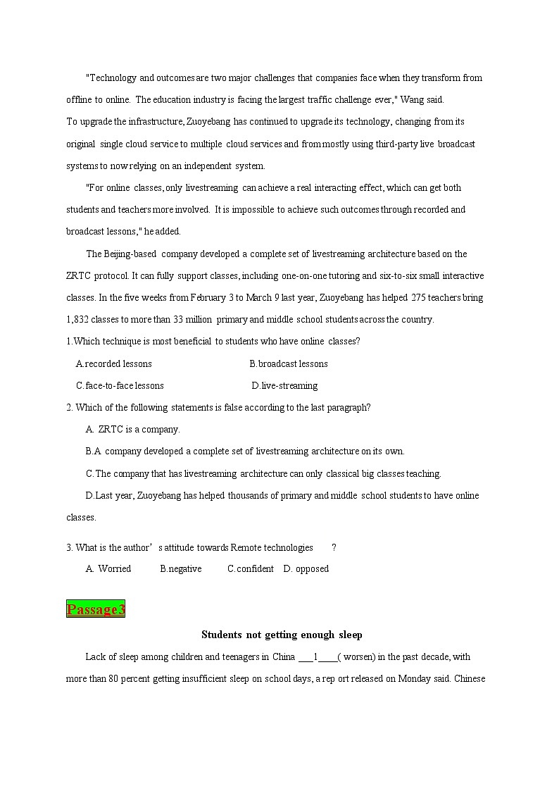 时文热点15--2021年高考英语时文热点之原创特训组合练（阅读理解+语法填空）第3页