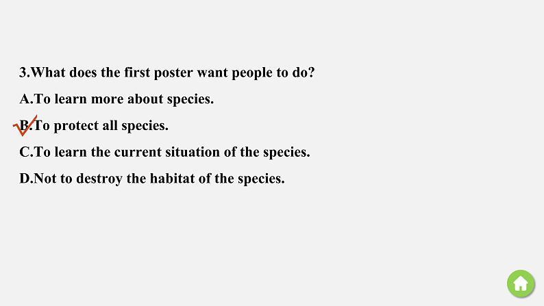 Unit 2 Wildlife protection 精品讲义课件Period Four　Listening and Talking，Reading for Writing，Assessing Your Progress & Video Time07