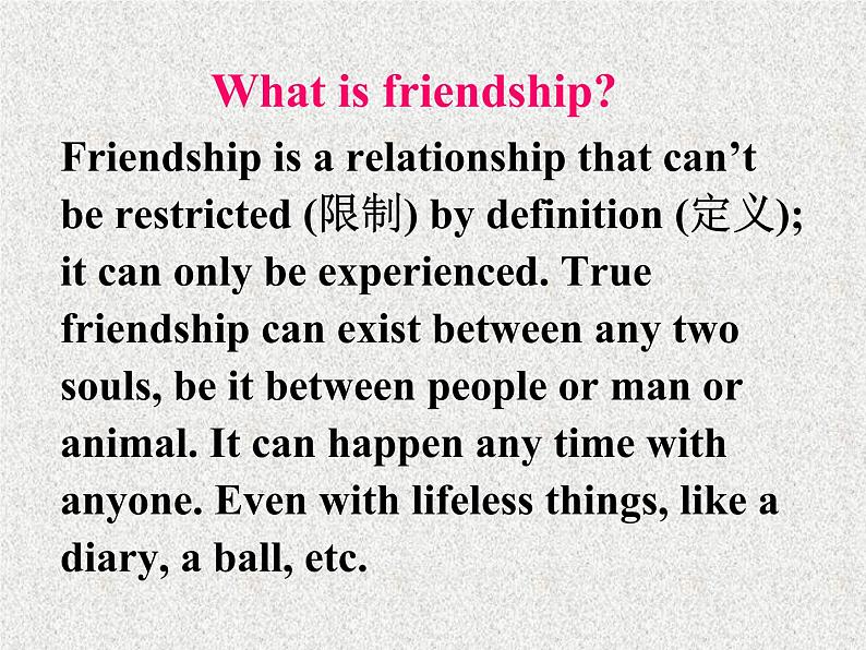 高中人教版英语必修一课件：Unit 1 Friendship Section A Warming up and Reading1课件（共73张PPT）07