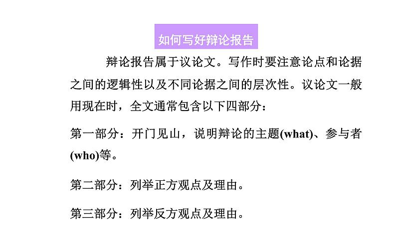 人教版高中英语必修三课件：unit 4 第五学时　writing04