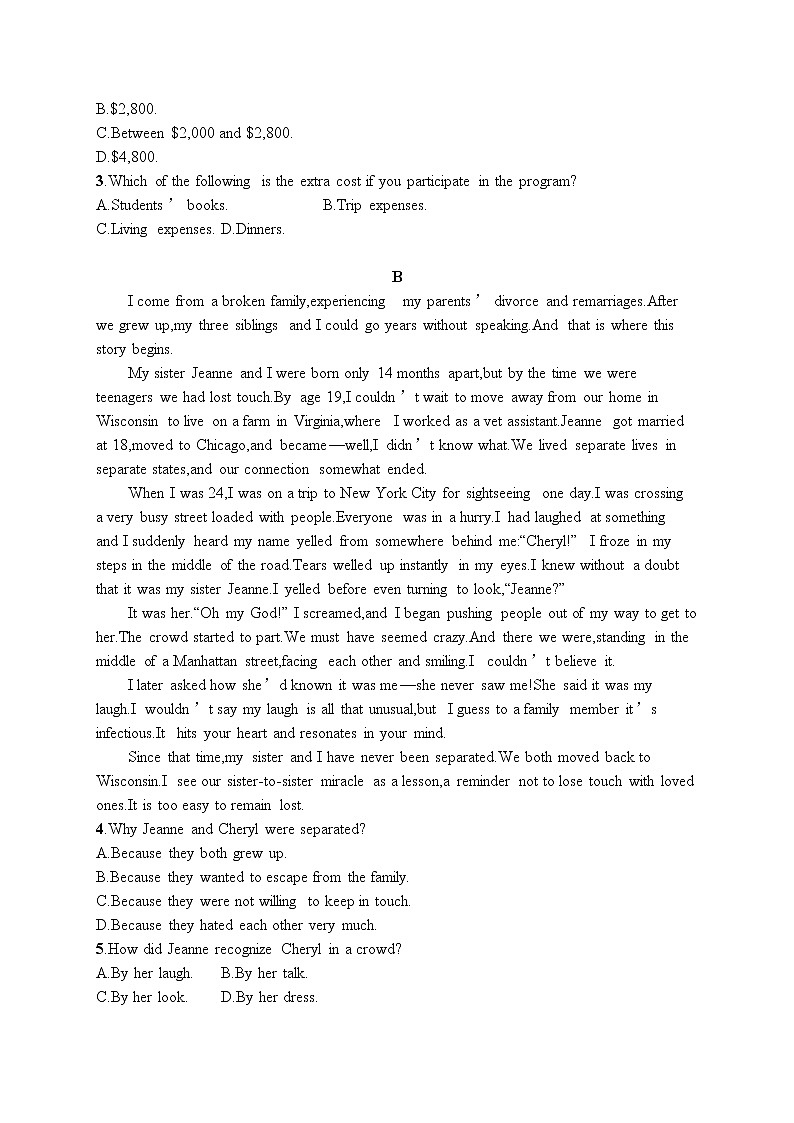 2021届高考英语外研版一轮复习  必修4 Module 4 阅读理解题组02