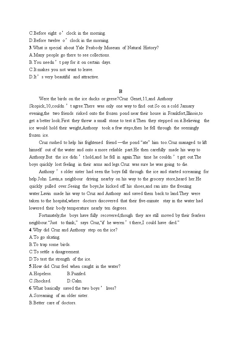 2021届高考英语外研版一轮复习  必修3 Module 1 阅读理解题组02