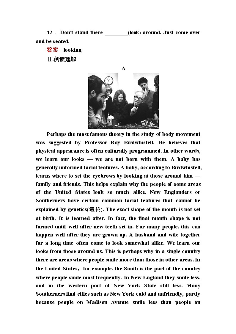 高一英语人教版必修4双基限时练10 Unit 4 Body language Part 1 Word版含解析02