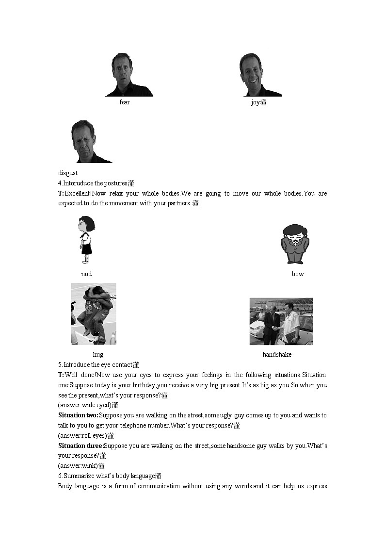 英语优秀教案（人教版）：必修四 Period 1　Reading（Unit 4 Body languange）03