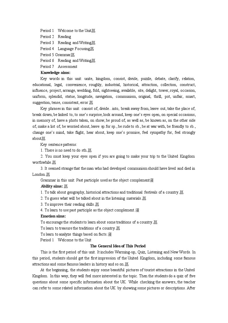 高中英语同步经典教案：unit 2 the united kingdom period 1（人教版必修5）02