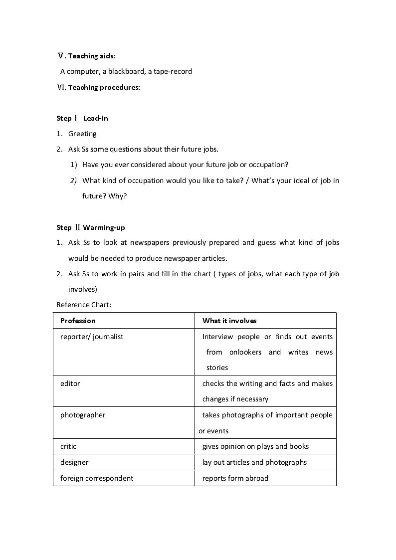 高中英语同步经典教案：unit 4 making the news period 1（人教版必修5）02