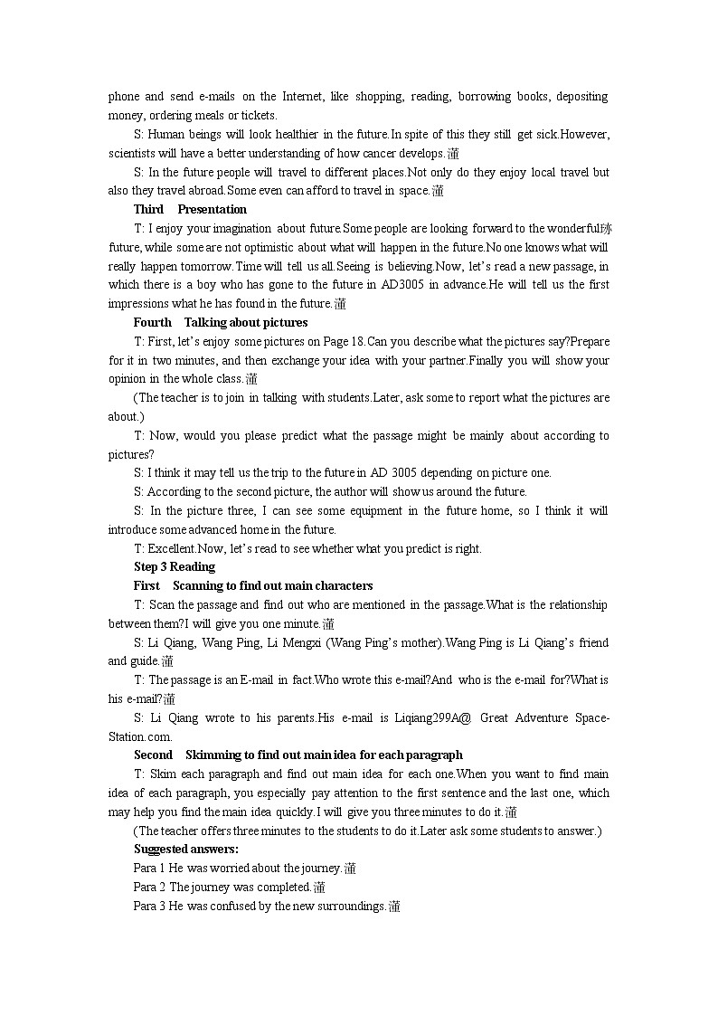 英语优秀教案（人教版）：必修五（Unit 3　Life in the future Period 2）03
