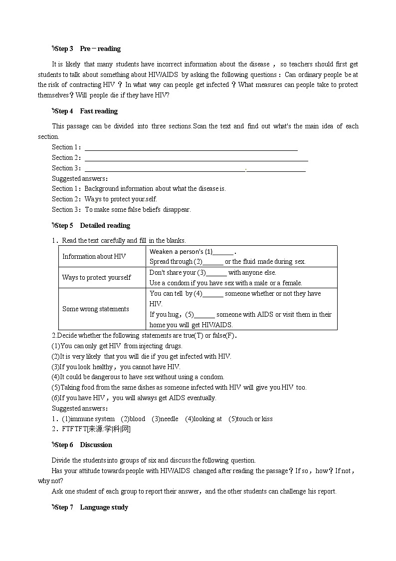 Unit 3 A healthy life Period 5 Reading and Writing 优秀教案（人教版选修6）02