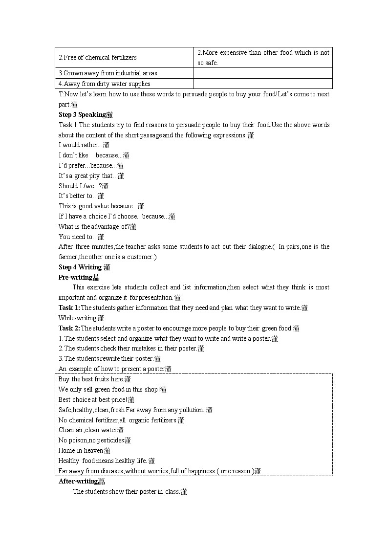 英语优秀教案（人教版）：必修四 Period 5　Speaking and Writing（Unit 2 Working the land）02