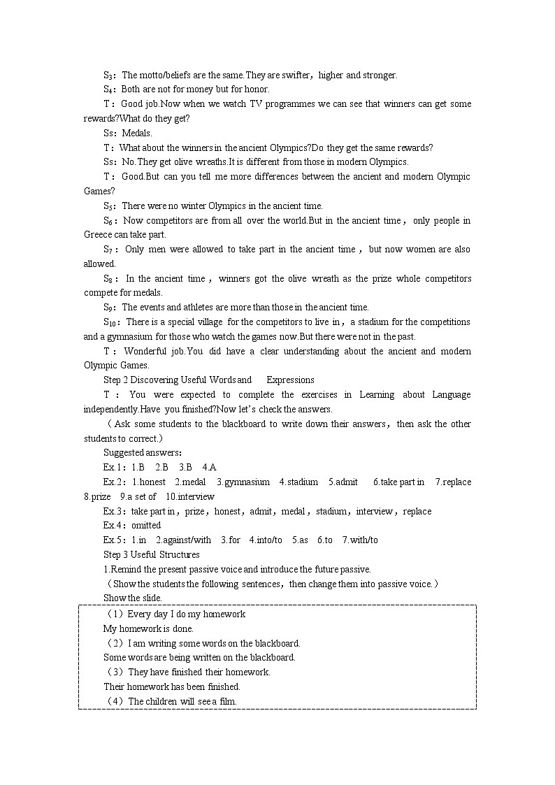 英语优秀教案（人教版）：必修二（Unit2 The Olympic Games--Period2 Learning about Language）02