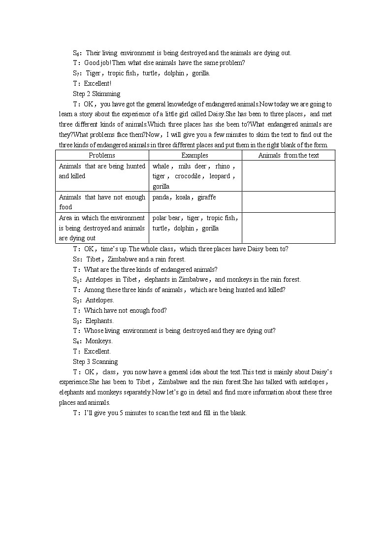 英语优秀教案（人教版）：必修二（Unit4 Wildlife protection--Period1 Reading）03