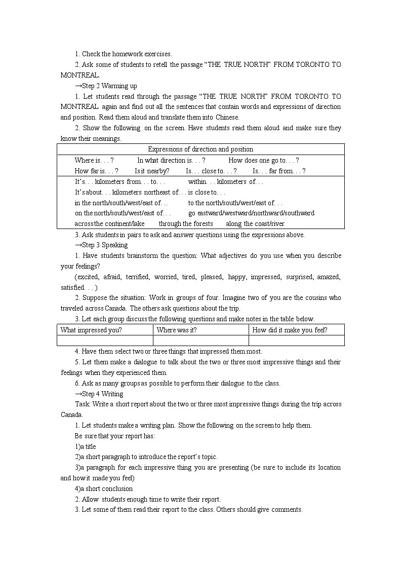 高中英语人教版必修3教案：Unit 5 Period 6　Using language Speaking and writing02
