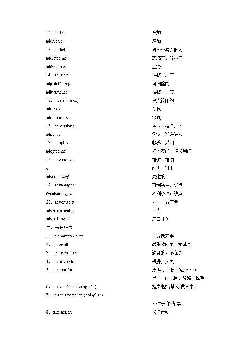 2018届高三英语二轮复习试题：模块1 背词 背句 Word版含解析02