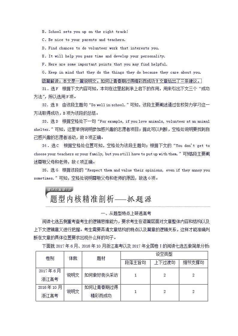 2018版高考英语二轮专题复习突破讲义：专题二 阅读七选五 Word版含答案03