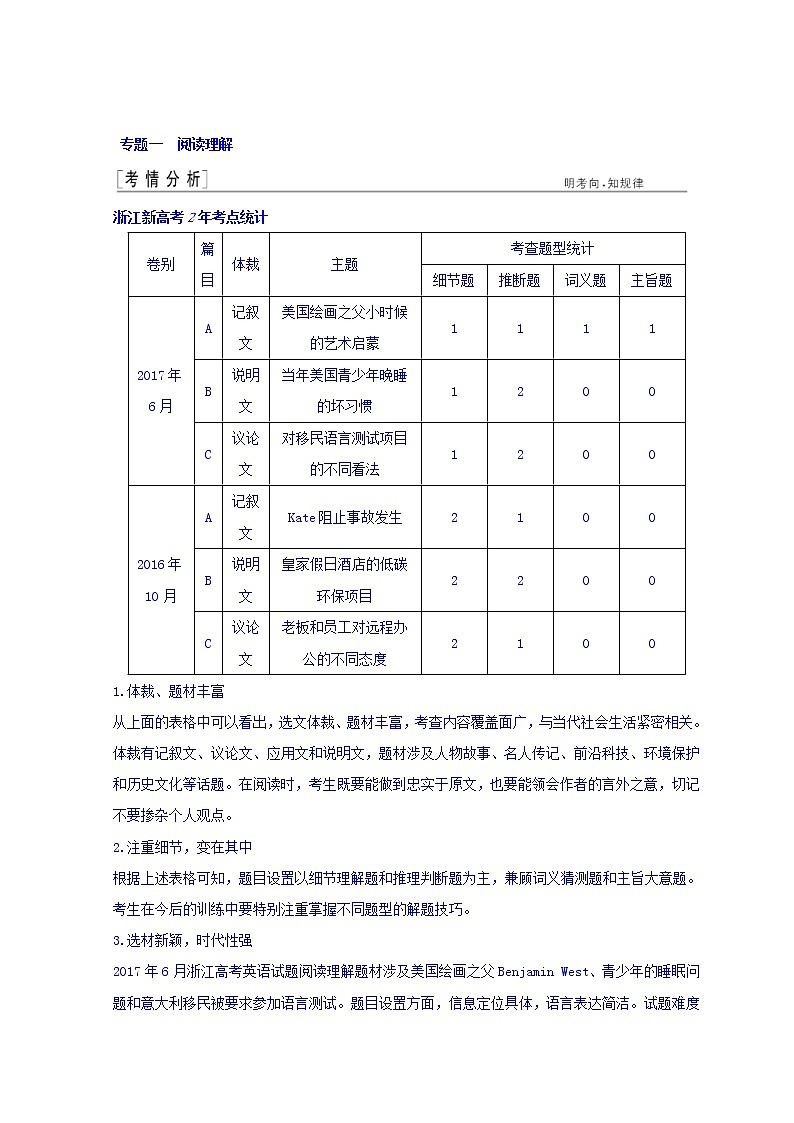 2018版高考英语二轮专题复习突破讲义：专题一 Word版含答案01