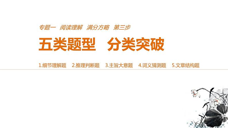 2021年高考英语全国专用考前三个月课件：专题一 阅读理解 满分方略 第三步 题型突破（十四）01