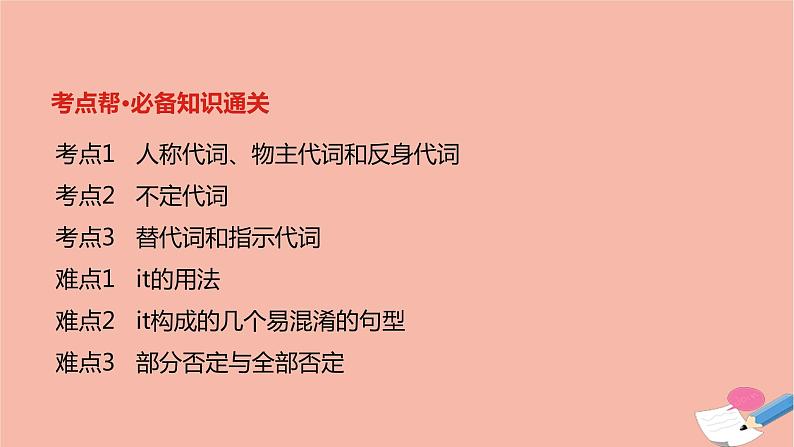 全国版2021版高考英语大一轮备考复习第二部分语法知识贯通专题五代词课件02