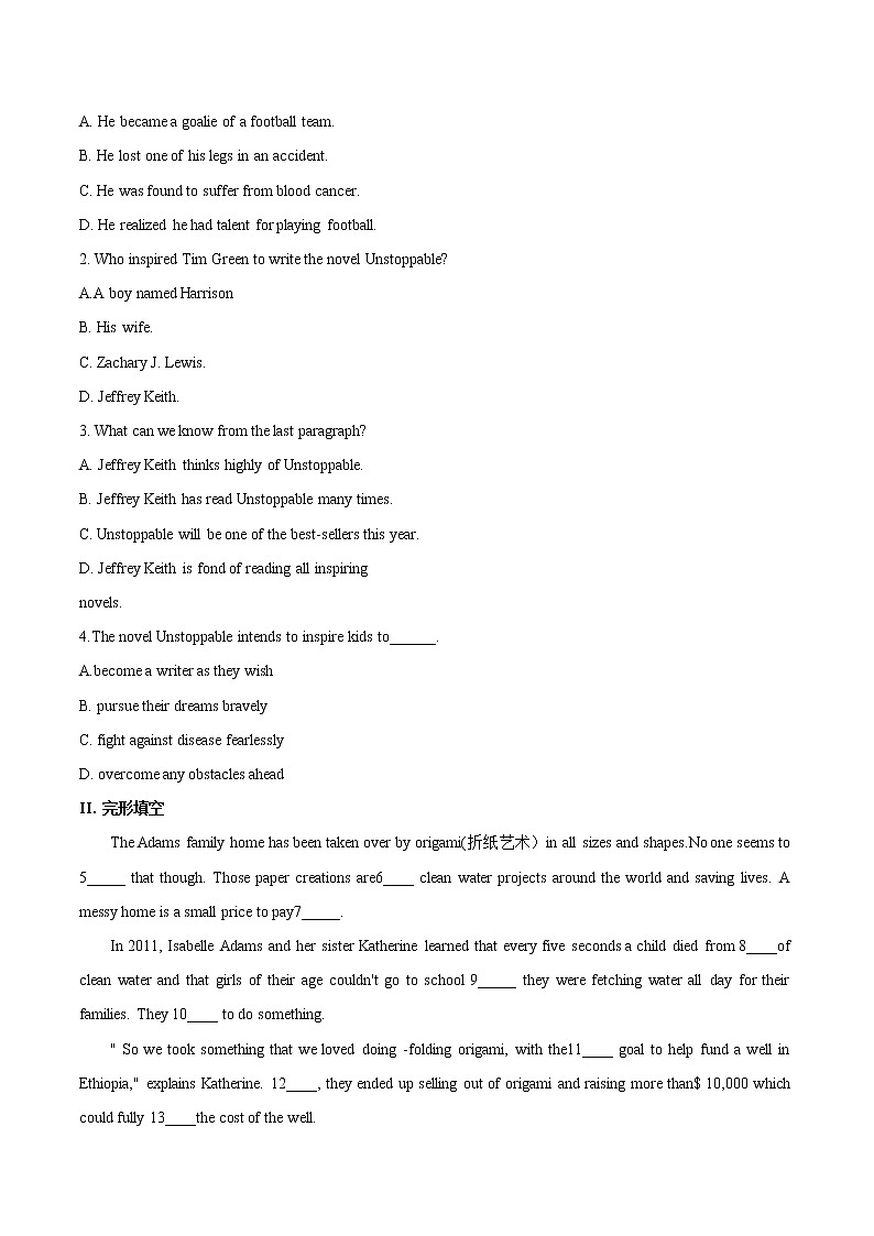 4.3 Reading for Writing（重点练）-2020-2021学年高一英语十分钟同步课堂专练（人教版2019必修第二册）第2页