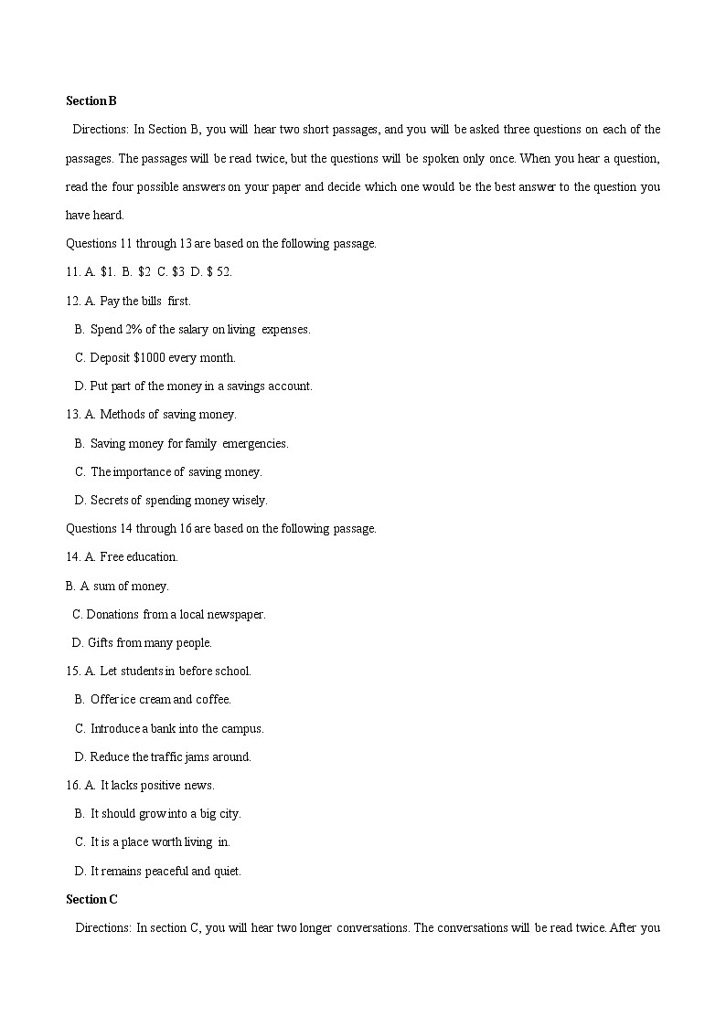 精编：2016年高考上海卷英语试题原卷02