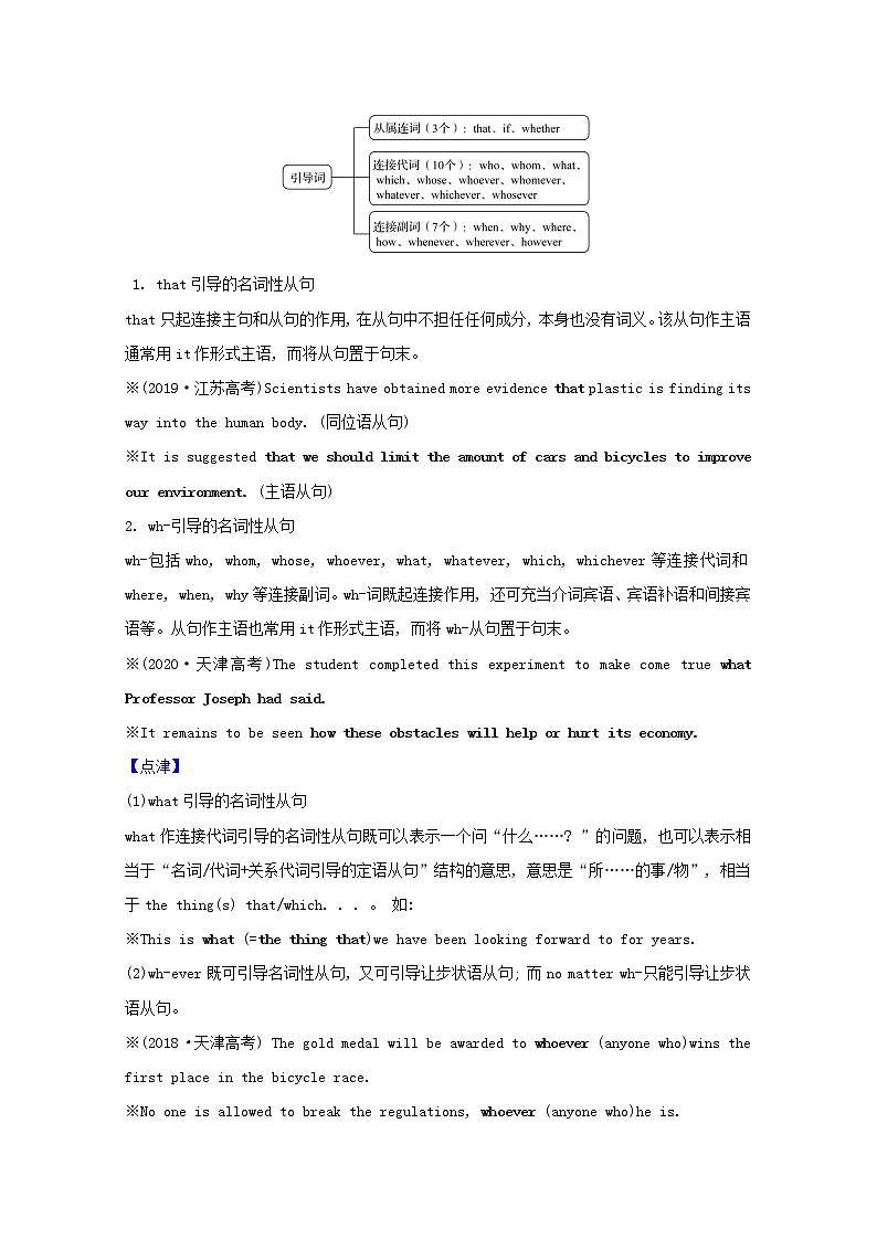 全国统考2022届高考英语一轮复习模块四五彩缤纷的从句三大从句和特殊句式第8讲名词性从句讲义教案02