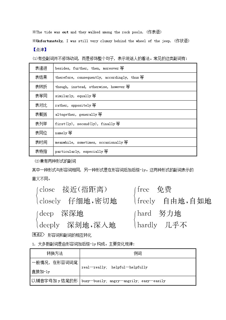 全国统考2022届高考英语一轮复习模块一需要变形的词名词形容词和副词第2讲形容词副词和比较等级讲义教案03