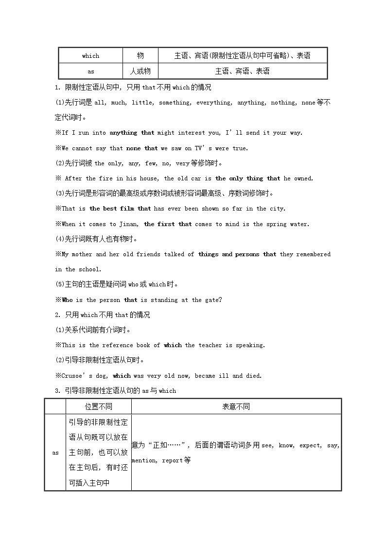 全国统考2022届高考英语一轮复习模块四五彩缤纷的从句三大从句和特殊句式第7讲定语从句讲义教案03