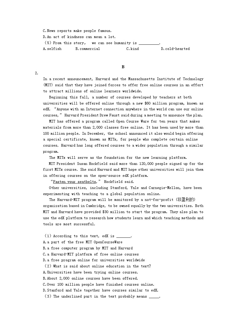 2021年高考英语二轮专题复习《阅读理解》07(含答案)第2页