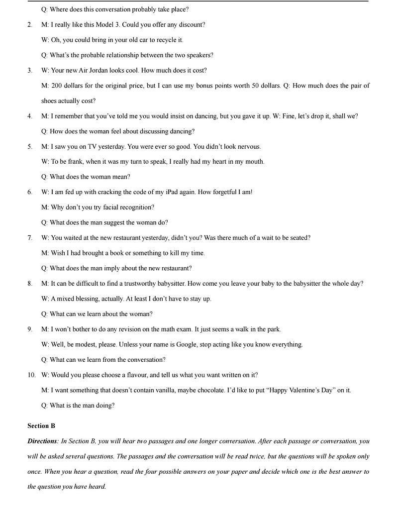 上海市奉贤区2021届高三二模英语卷参考答案与听力文本原卷02