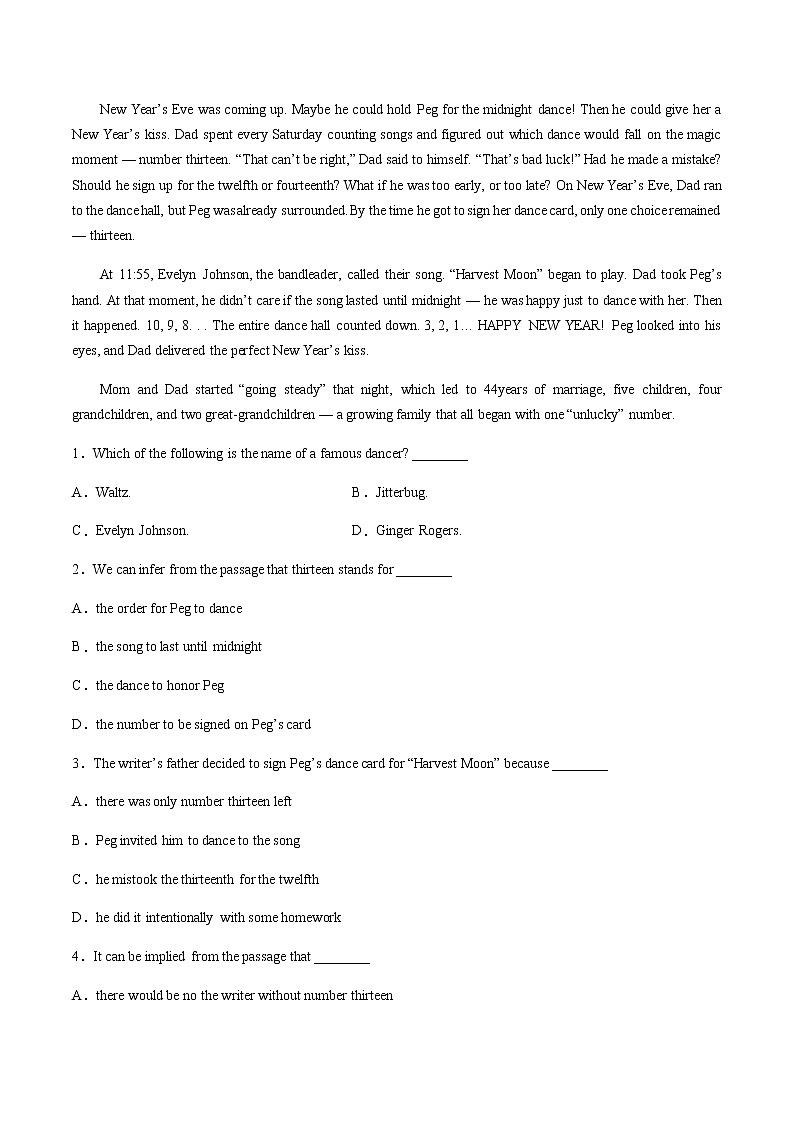 高考英语-名词、冠词和代词＋阅读理解＋短文改错-专题练习（二） （含答案与解析）03