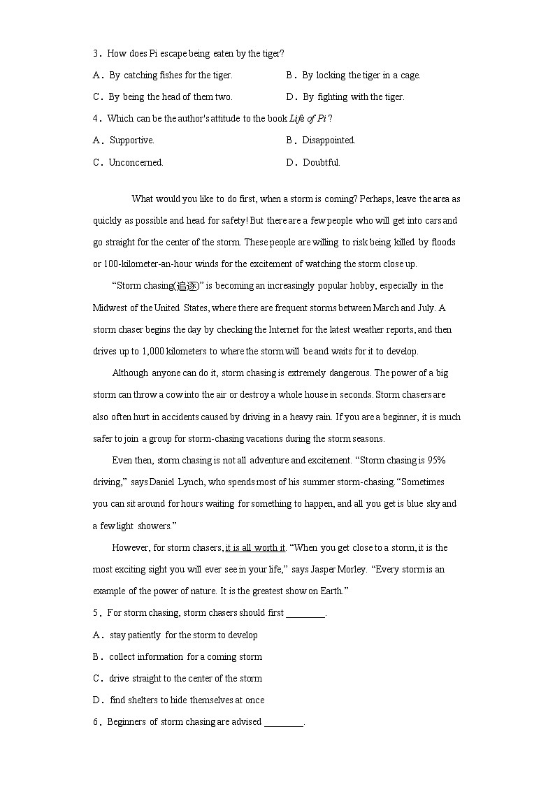 河南省郑州市中牟县2020-2021学年高一下学期期中考试英语试题（word版 含答案）第2页