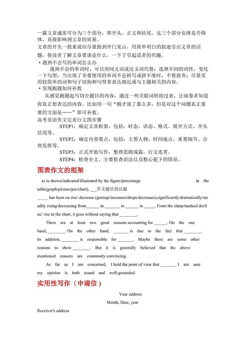 高考英语作文模板 写作技巧 学案01