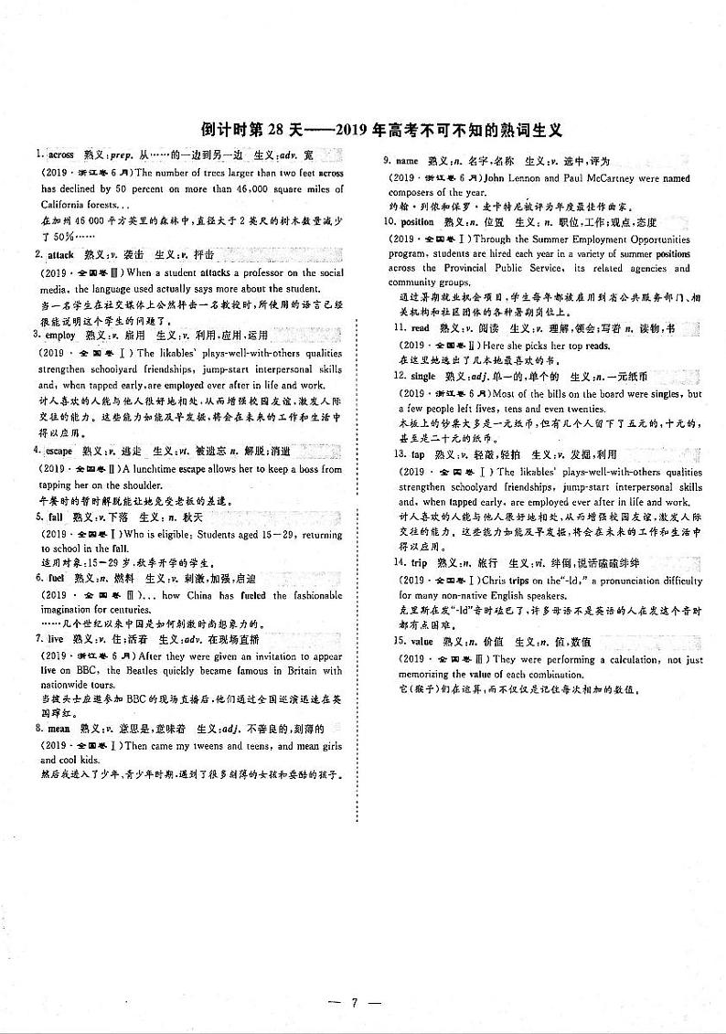 2021年高考英语二轮复习话题背景与写作最后30天冲刺第2篇倒数第28天2019年高考不可不知的熟词生义PDF01
